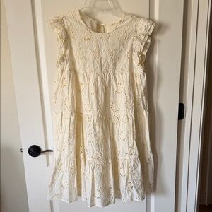 Cream Eyelet Sleeveless Dress